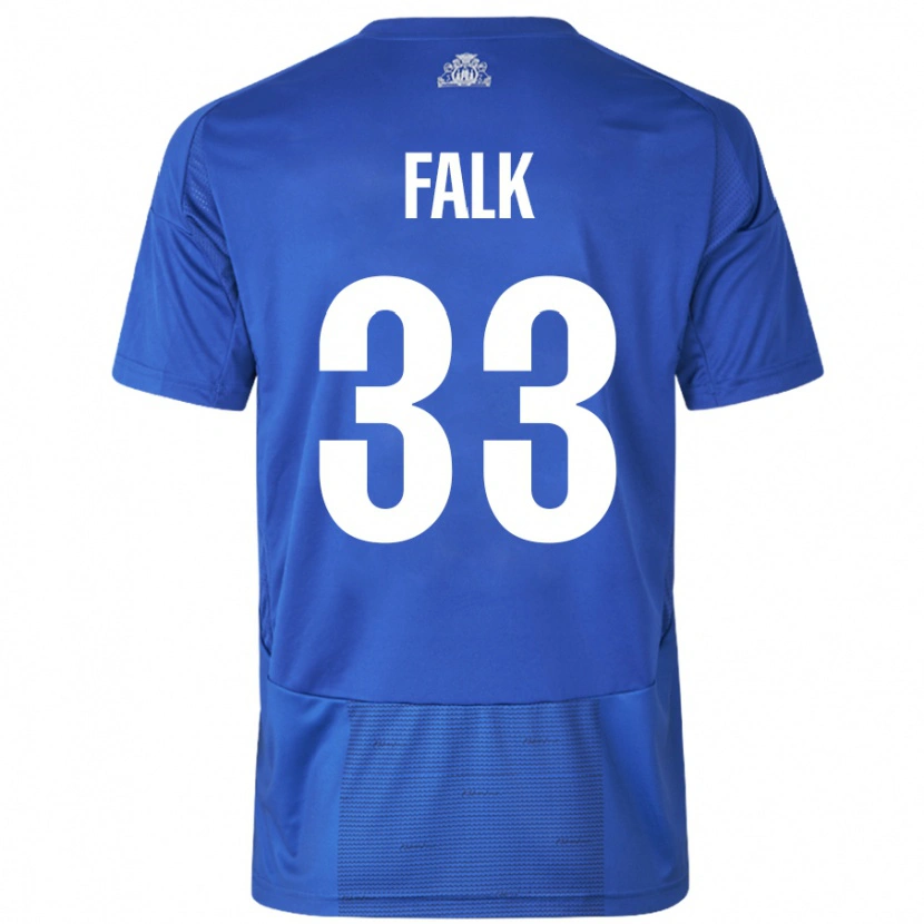 Danxen Mujer Camiseta Rasmus Falk #33 Blanco Azul 2ª Equipación 2024/25 La Camisa México