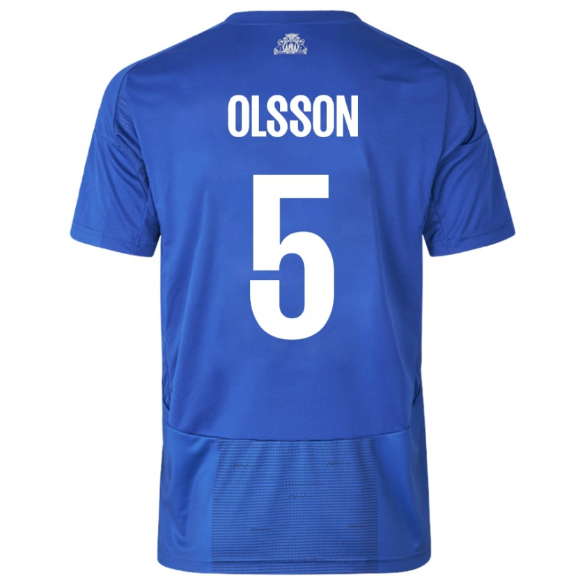 Danxen Mujer Camiseta Cornelius Olsson #5 Blanco Azul 2ª Equipación 2024/25 La Camisa México