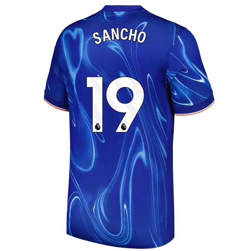 Danxen Niño Camiseta Jadon Sancho #19 Azul Blanco 1ª Equipación 2024/25 La Camisa México