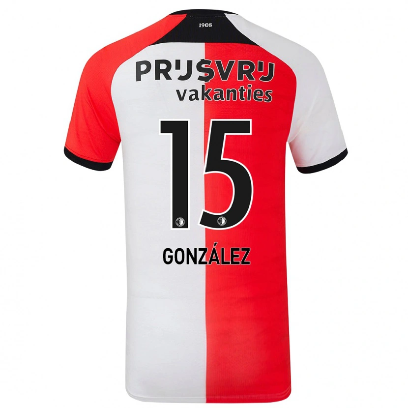 Danxen Niño Camiseta Facundo González #15 Rojo Blanco 1ª Equipación 2024/25 La Camisa México