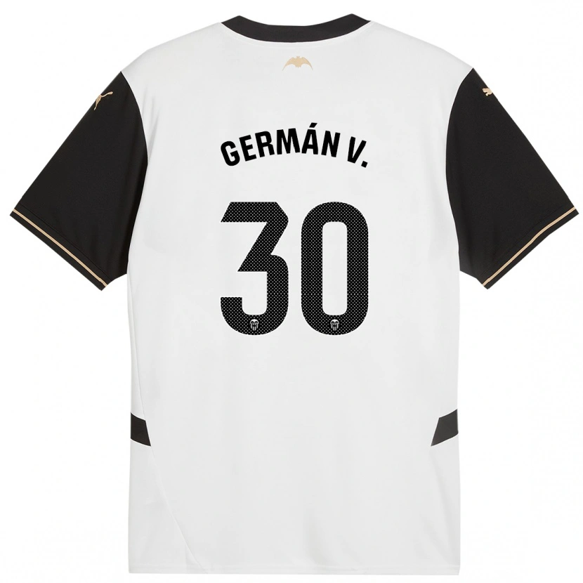 Danxen Niño Camiseta Germán Valera #30 Blanco Negro 1ª Equipación 2024/25 La Camisa México