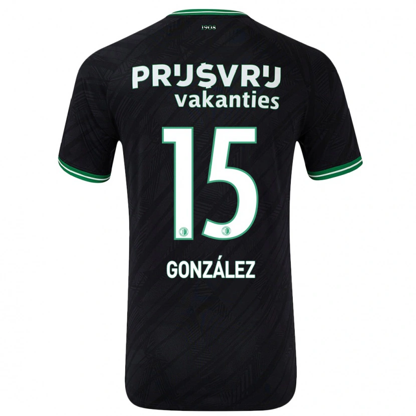 Danxen Niño Camiseta Facundo González #15 Negro Verde 2ª Equipación 2024/25 La Camisa México