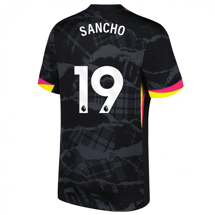 Danxen Niño Camiseta Jadon Sancho #19 Negro Rosa Equipación Tercera 2024/25 La Camisa México