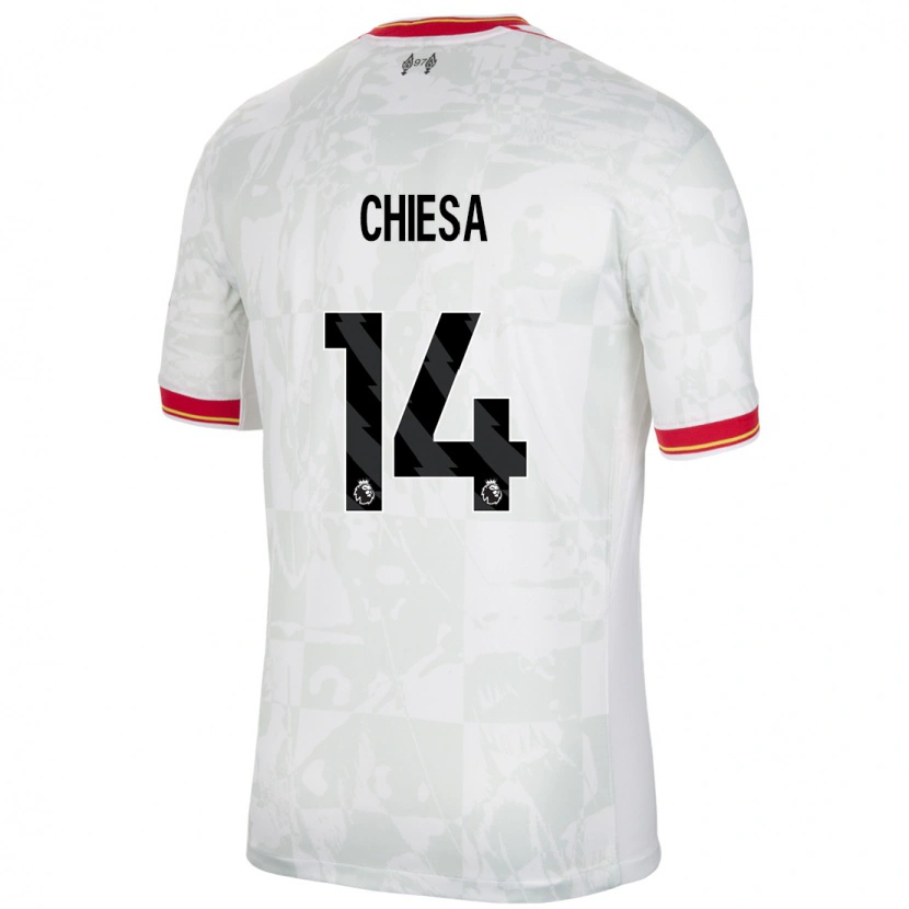 Danxen Niño Camiseta Federico Chiesa #14 Blanco Rojo Negro Equipación Tercera 2024/25 La Camisa México