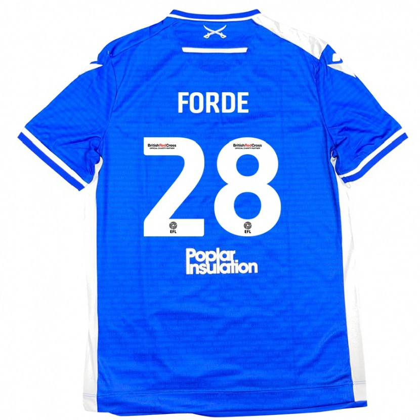 Danxen Niño Camiseta Shaqai Forde #28 Azul Blanco 1ª Equipación 2024/25 La Camisa México