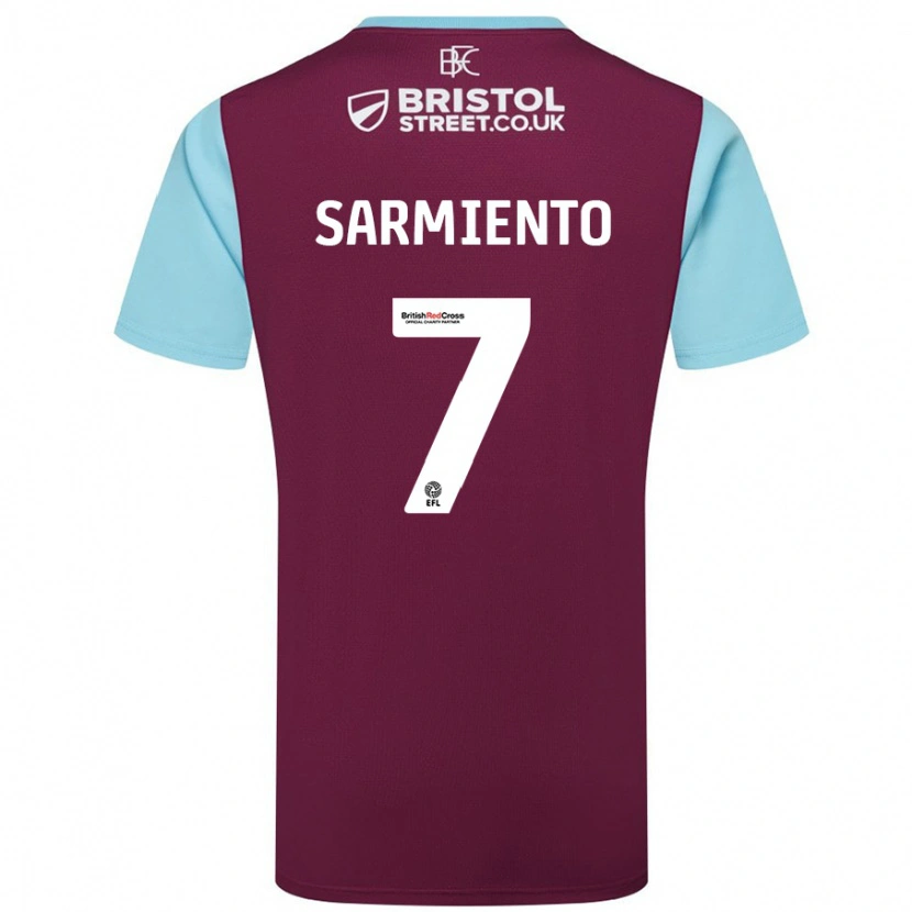 Danxen Niño Camiseta Jeremy Sarmiento #7 Borgoña Azul Cielo 1ª Equipación 2024/25 La Camisa México