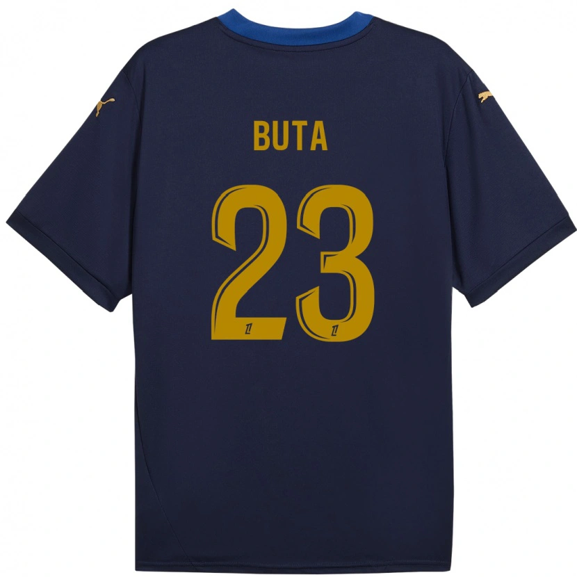 Danxen Niño Camiseta Aurélio Buta #23 Azul Marino Dorado 2ª Equipación 2024/25 La Camisa México