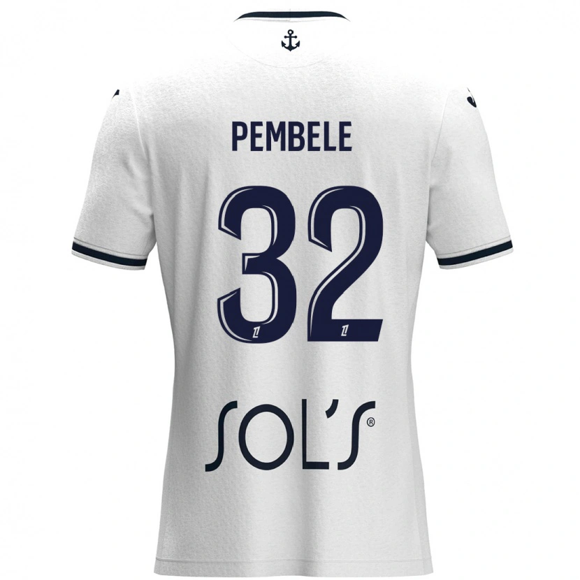 Danxen Niño Camiseta Timothée Pembélé #32 Blanco Azul Oscuro 2ª Equipación 2024/25 La Camisa México