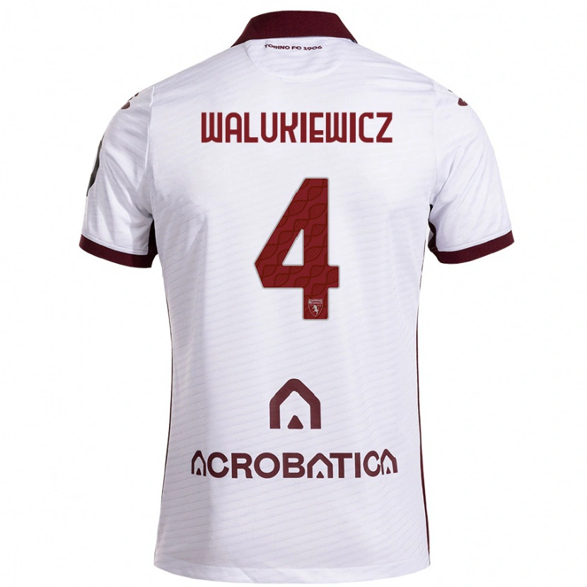 Danxen Niño Camiseta Sebastian Walukiewicz #4 Blanco Granate 2ª Equipación 2024/25 La Camisa México