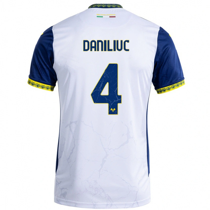Danxen Niño Camiseta Flavius Daniliuc #4 Blanco Azul 2ª Equipación 2024/25 La Camisa México