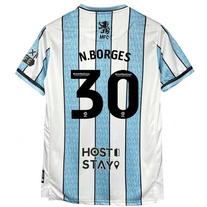Danxen Niño Camiseta Neto Borges #30 Blanco Azul 2ª Equipación 2024/25 La Camisa México