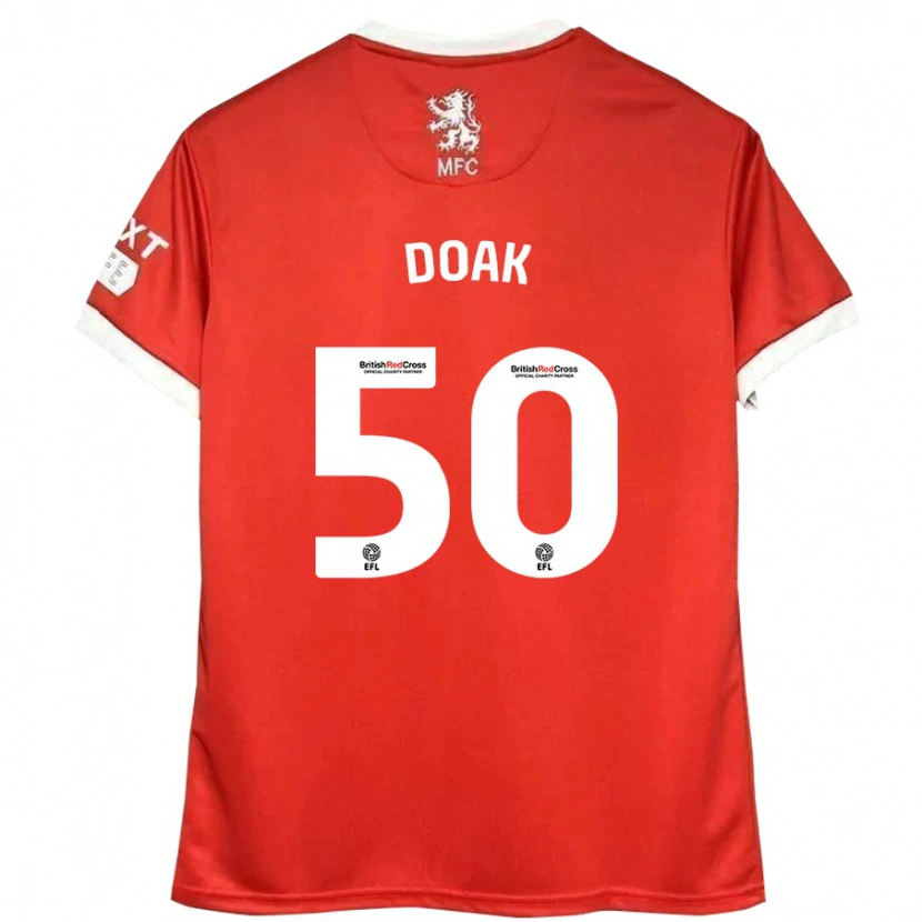 Danxen Hombre Camiseta Ben Doak #50 Rojo Blanco 1ª Equipación 2024/25 La Camisa México