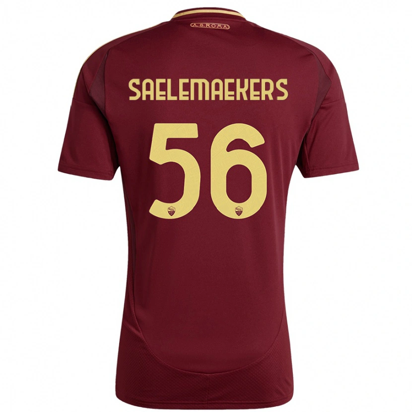 Danxen Hombre Camiseta Alexis Saelemaekers #56 Rojo Marrón Dorado 1ª Equipación 2024/25 La Camisa México