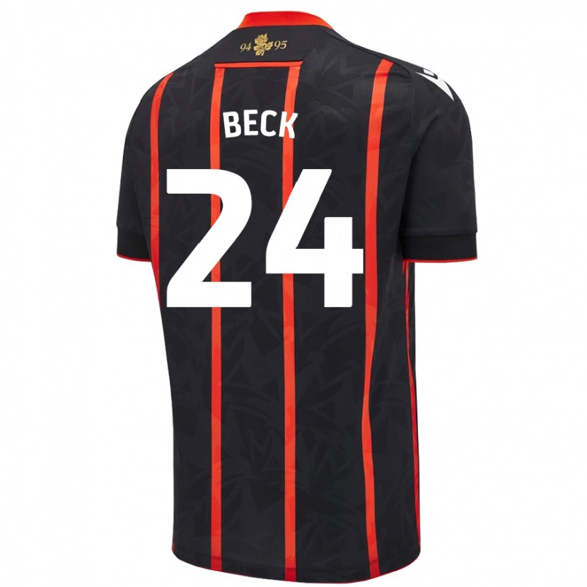 Danxen Hombre Camiseta Owen Beck #24 Negro Rojo 2ª Equipación 2024/25 La Camisa México