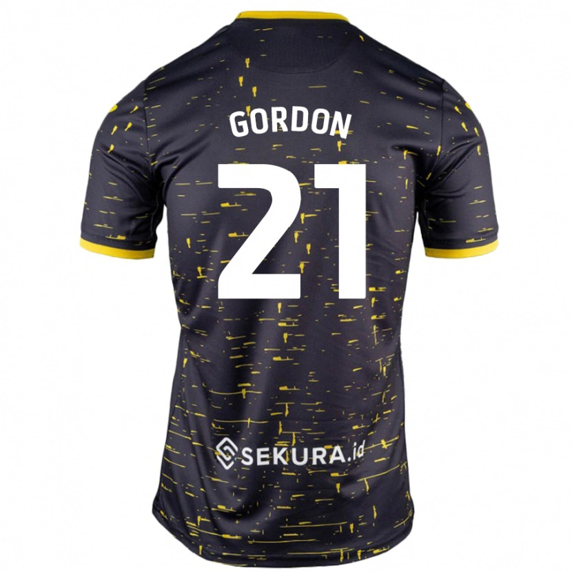 Danxen Hombre Camiseta Kaide Gordon #21 Negro Amarillo 2ª Equipación 2024/25 La Camisa México