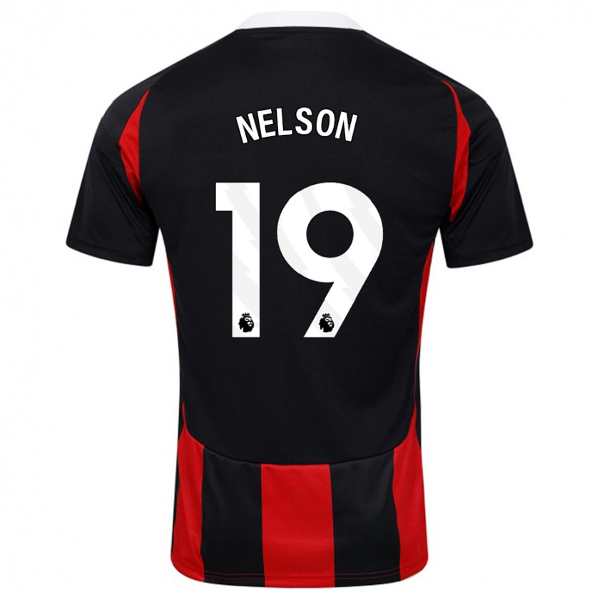 Danxen Hombre Camiseta Reiss Nelson #19 Negro Rojo 2ª Equipación 2024/25 La Camisa México