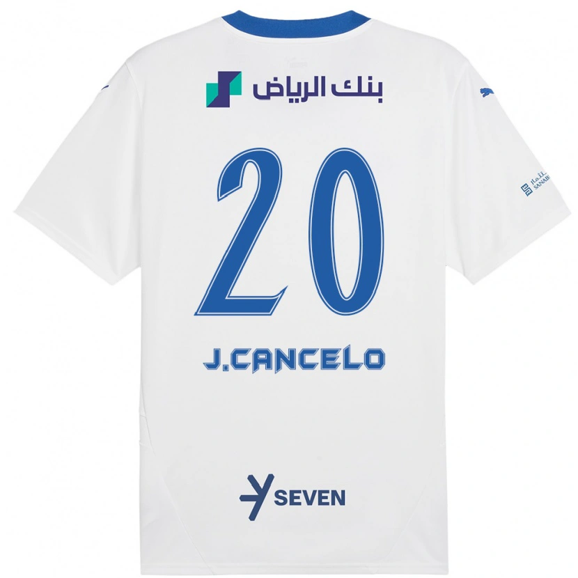 Danxen Hombre Camiseta João Cancelo #20 Blanco Azul 2ª Equipación 2024/25 La Camisa México