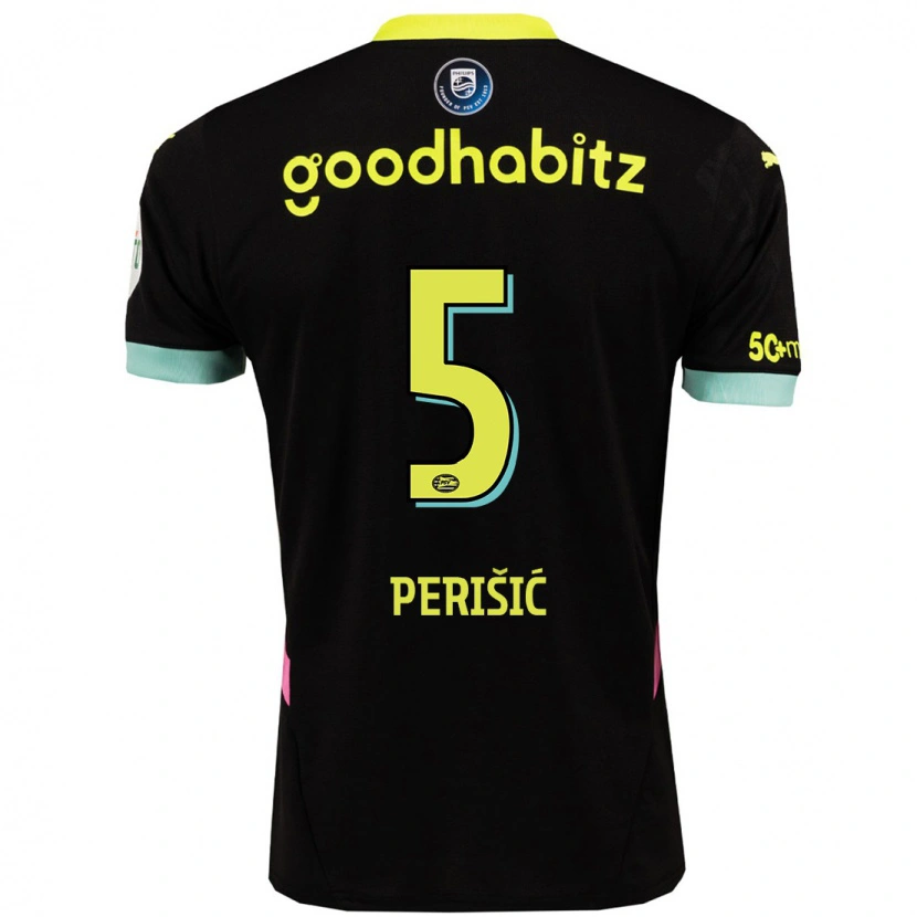 Danxen Hombre Camiseta Ivan Perisic #5 Negro Amarillo 2ª Equipación 2024/25 La Camisa México