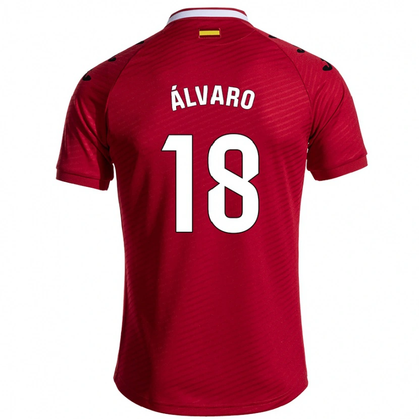 Danxen Hombre Camiseta Álvaro Rodríguez #18 Rojo Oscuro 2ª Equipación 2024/25 La Camisa México