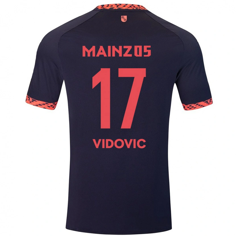 Danxen Hombre Camiseta Gabriel Vidovic #17 Azul Coral Rojo 2ª Equipación 2024/25 La Camisa México