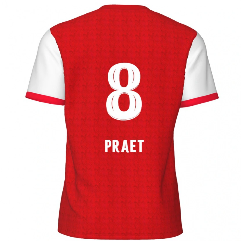 Danxen Hombre Camiseta Dennis Praet #8 Rojo Blanco 1ª Equipación 2024/25 La Camisa México