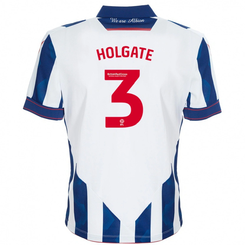 Danxen Hombre Camiseta Mason Holgate #3 Blanco Azul Oscuro 1ª Equipación 2024/25 La Camisa México