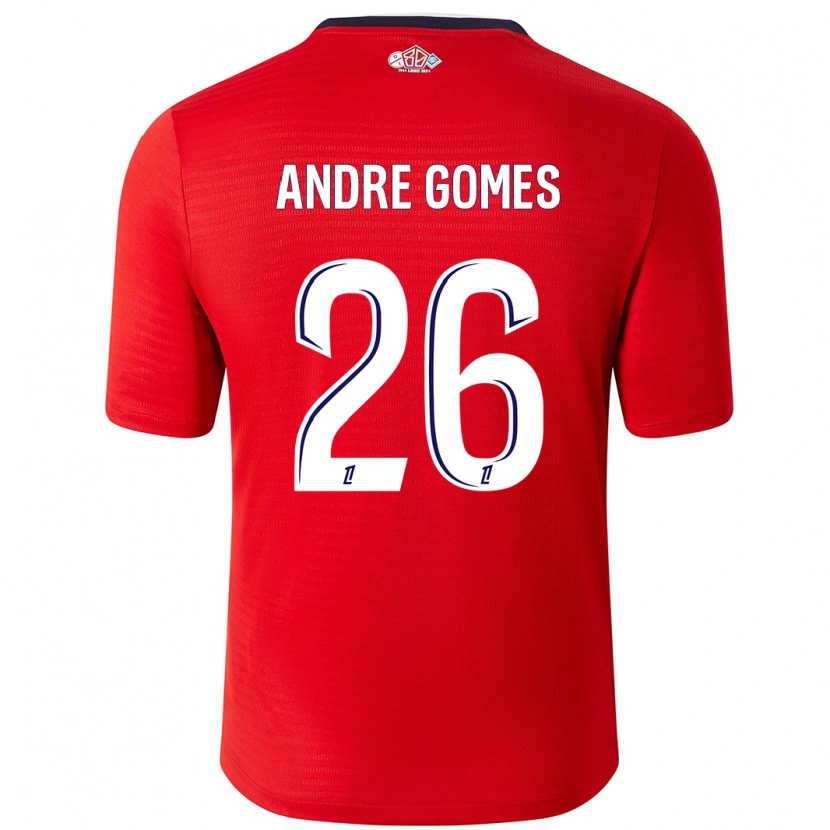 Danxen Hombre Camiseta André Gomes #26 Rojo Blanco 1ª Equipación 2024/25 La Camisa México