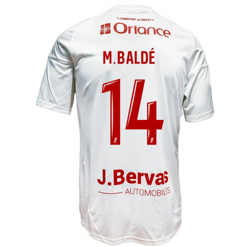 Danxen Hombre Camiseta Mama Baldé #14 Blanco Rojo 2ª Equipación 2024/25 La Camisa México
