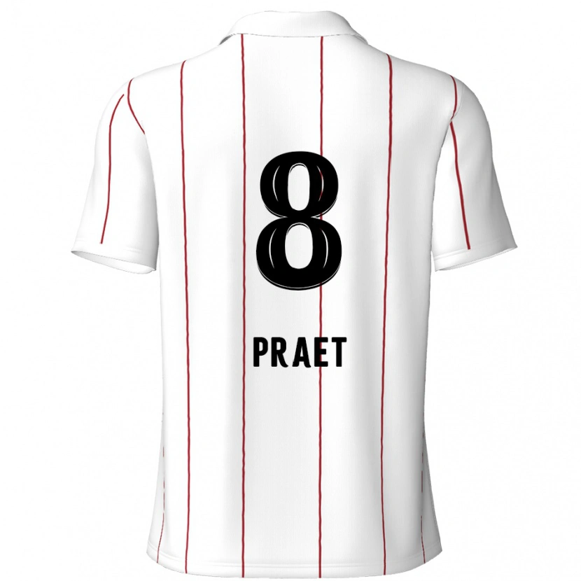 Danxen Hombre Camiseta Dennis Praet #8 Blanco Negro 2ª Equipación 2024/25 La Camisa México
