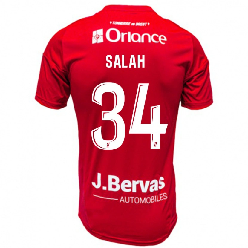 Danxen Hombre Camiseta Ibrahim Salah #34 Rojo Blanco 1ª Equipación 2024/25 La Camisa México