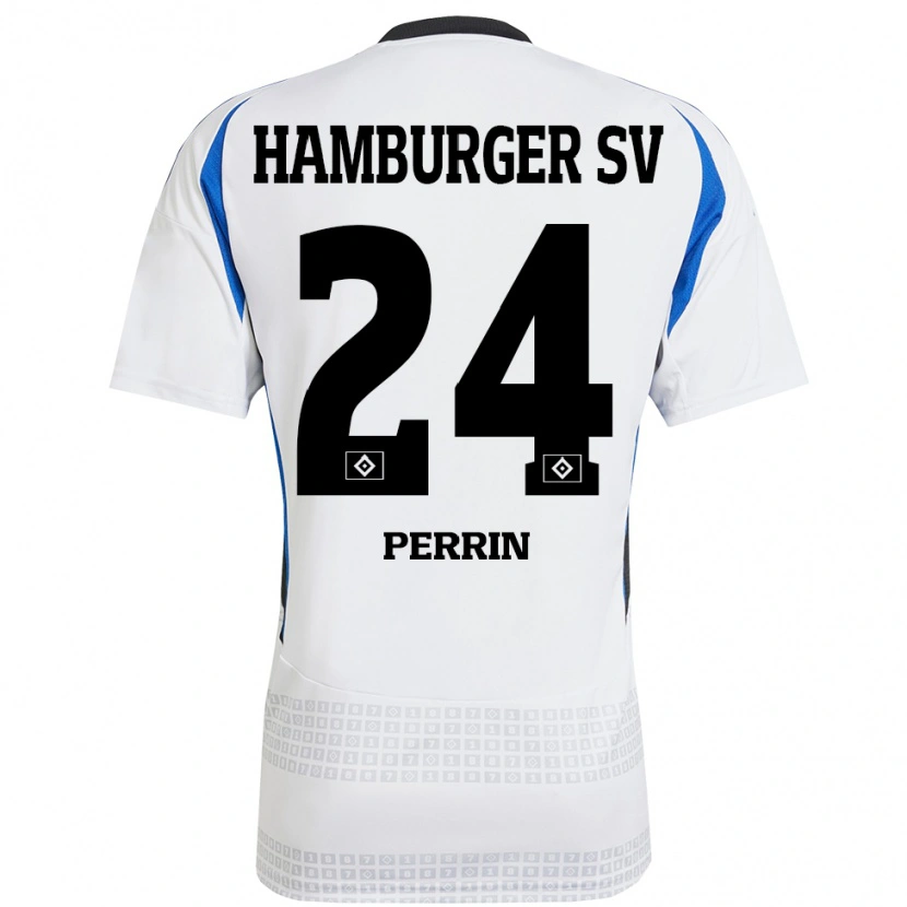 Danxen Hombre Camiseta Lucas Perrin #24 Blanco Azul 1ª Equipación 2024/25 La Camisa México