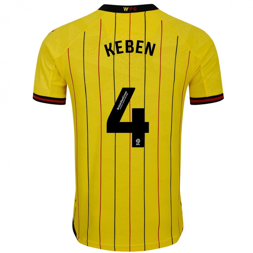 Danxen Hombre Camiseta Kévin Keben #4 Amarillo Negro 1ª Equipación 2024/25 La Camisa México
