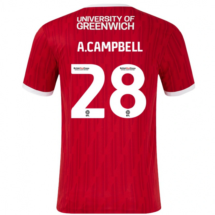 Danxen Hombre Camiseta Allan Campbell #28 Rojo Blanco 1ª Equipación 2024/25 La Camisa México