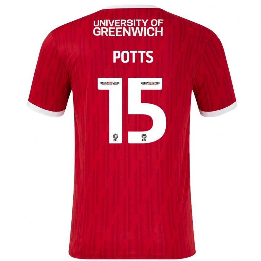 Danxen Hombre Camiseta Dan Potts #15 Rojo Blanco 1ª Equipación 2024/25 La Camisa México