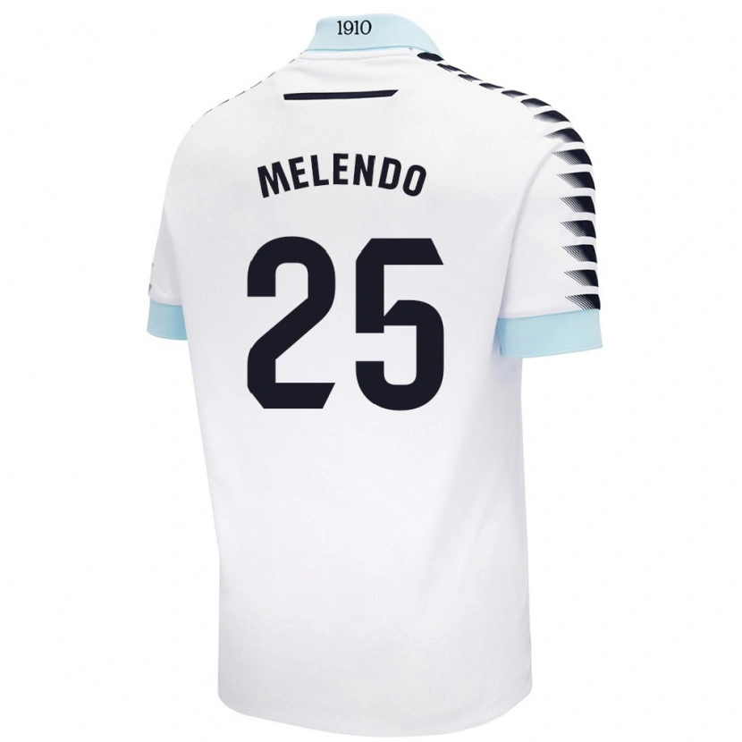Danxen Hombre Camiseta Óscar Melendo #25 Blanco Azul 2ª Equipación 2024/25 La Camisa México