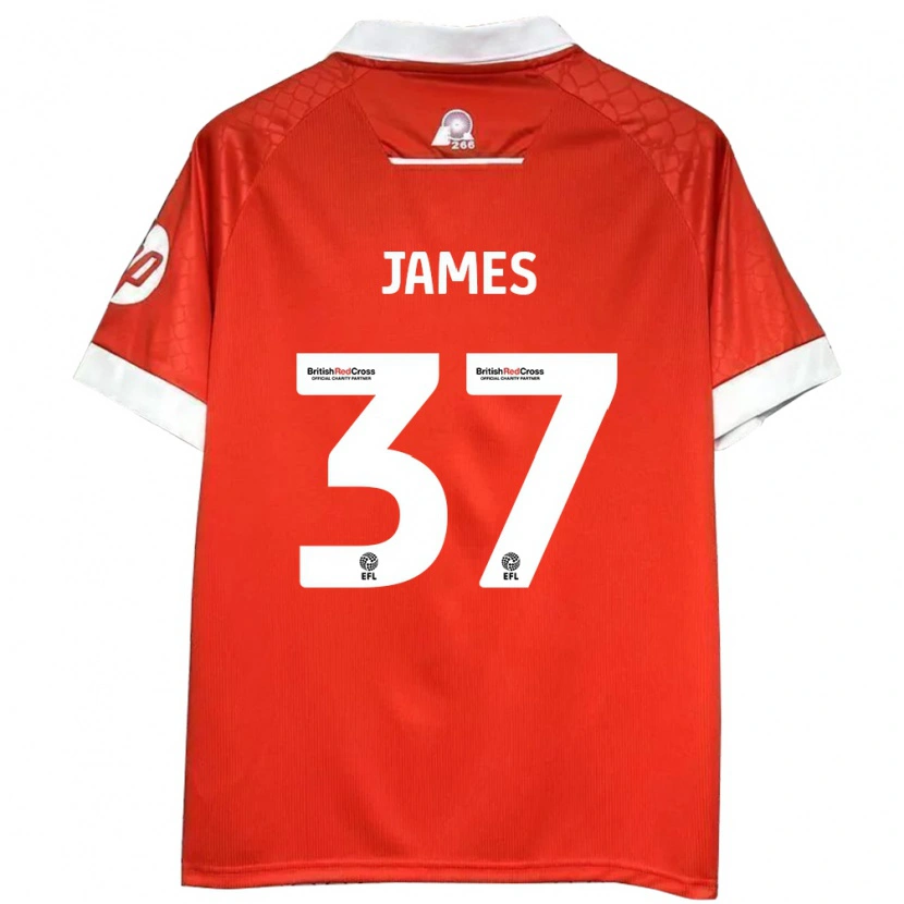 Danxen Hombre Camiseta Matty James #37 Rojo Blanco 1ª Equipación 2024/25 La Camisa México