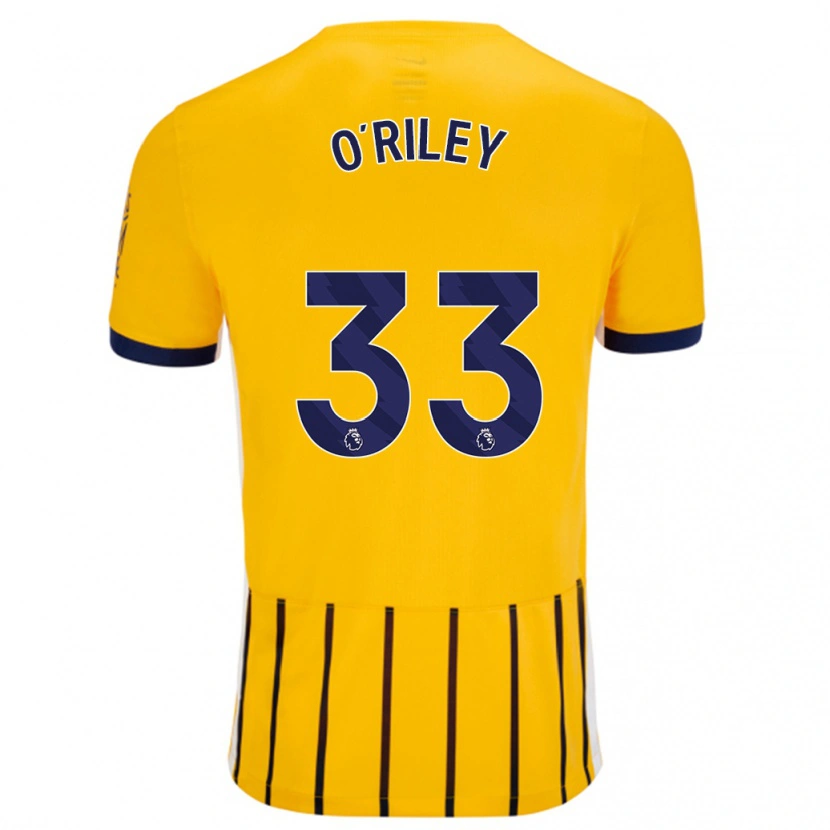 Danxen Hombre Camiseta Matt O'riley #33 Dorado Azul Rayas 2ª Equipación 2024/25 La Camisa México