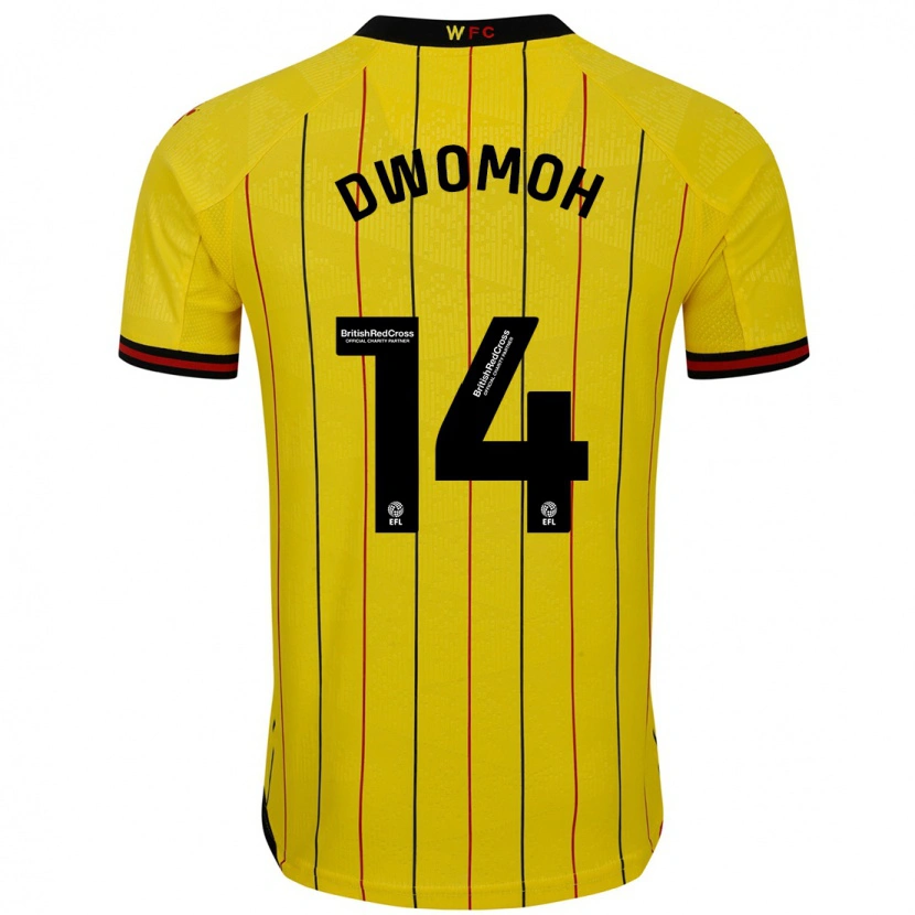 Danxen Hombre Camiseta Pierre Dwomoh #14 Amarillo Negro 1ª Equipación 2024/25 La Camisa México