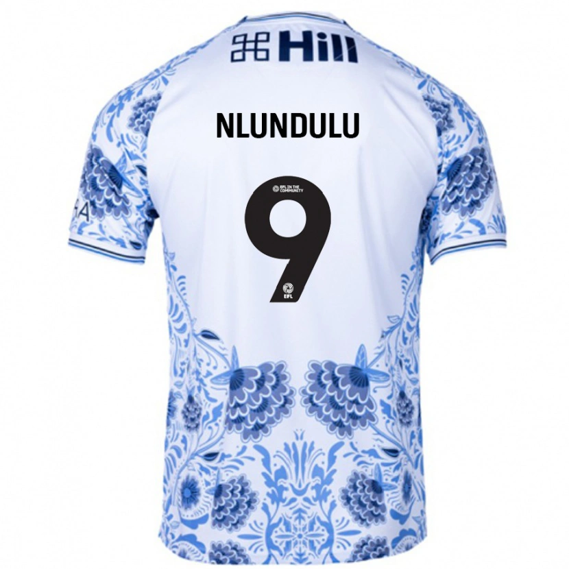 Danxen Hombre Camiseta Dan Nlundulu #9 Blanco Azul 2ª Equipación 2024/25 La Camisa México