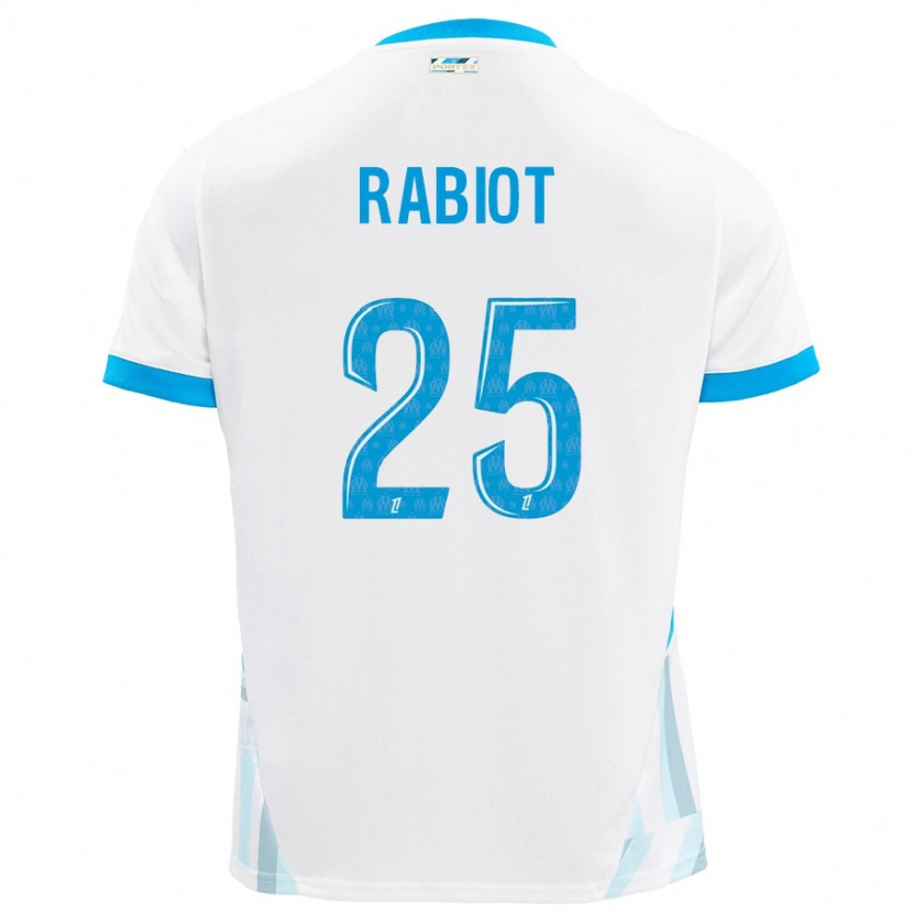 Danxen Mujer Camiseta Adrien Rabiot #25 Blanco Azul Cielo 1ª Equipación 2024/25 La Camisa México