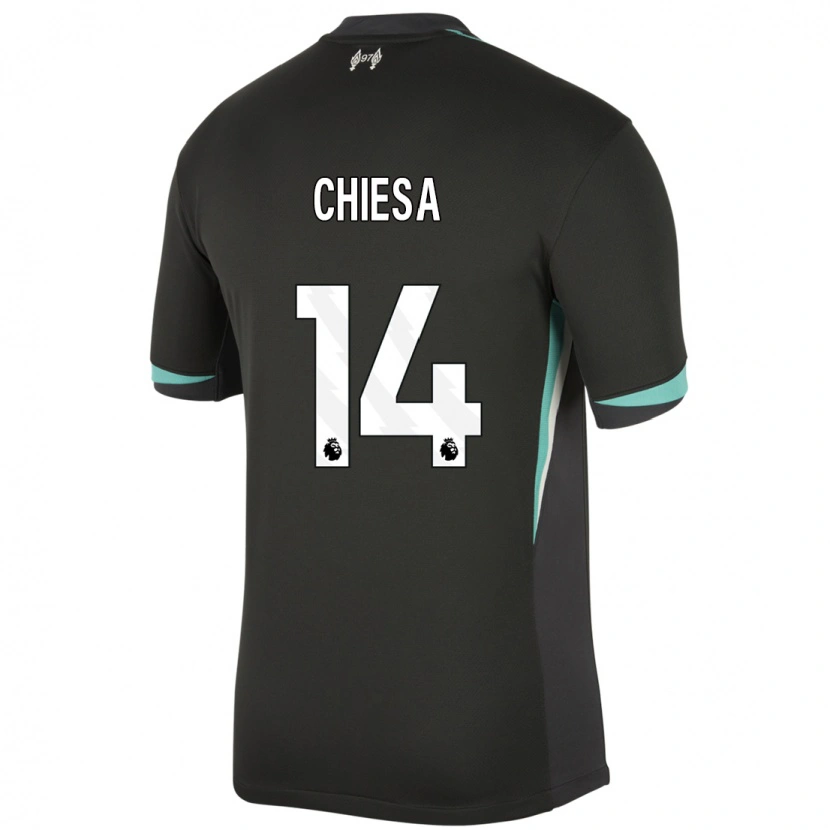 Danxen Mujer Camiseta Federico Chiesa #14 Negro Antracita Blanco 2ª Equipación 2024/25 La Camisa México