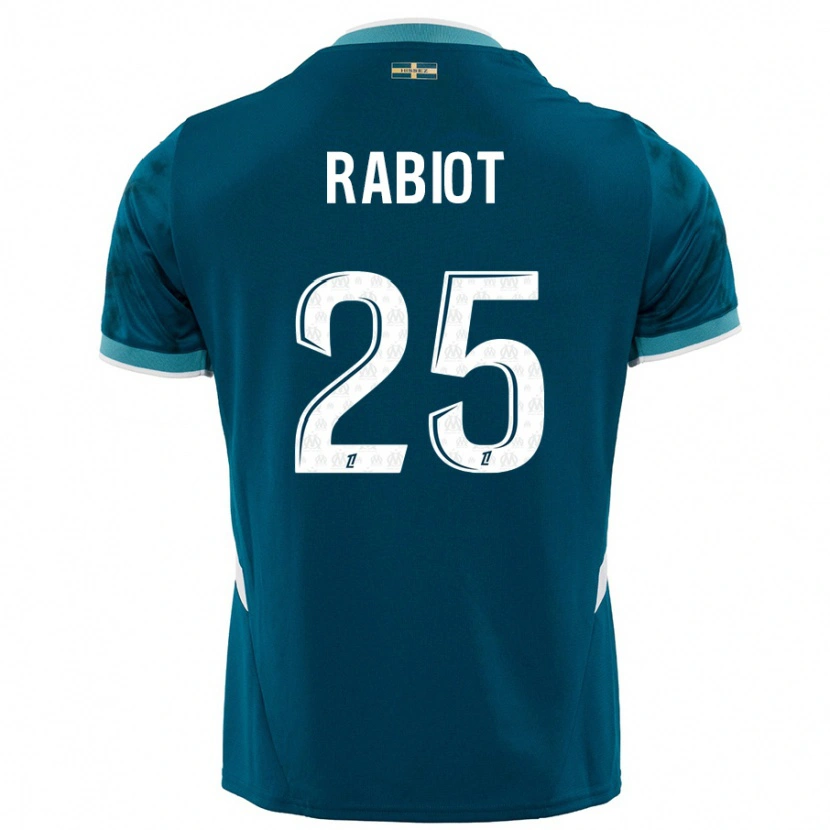 Danxen Mujer Camiseta Adrien Rabiot #25 Azul Turquesa 2ª Equipación 2024/25 La Camisa México