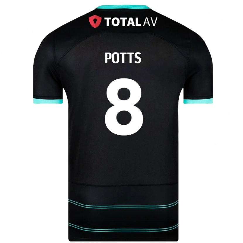 Danxen Mujer Camiseta Freddie Potts #8 Negro 2ª Equipación 2024/25 La Camisa México