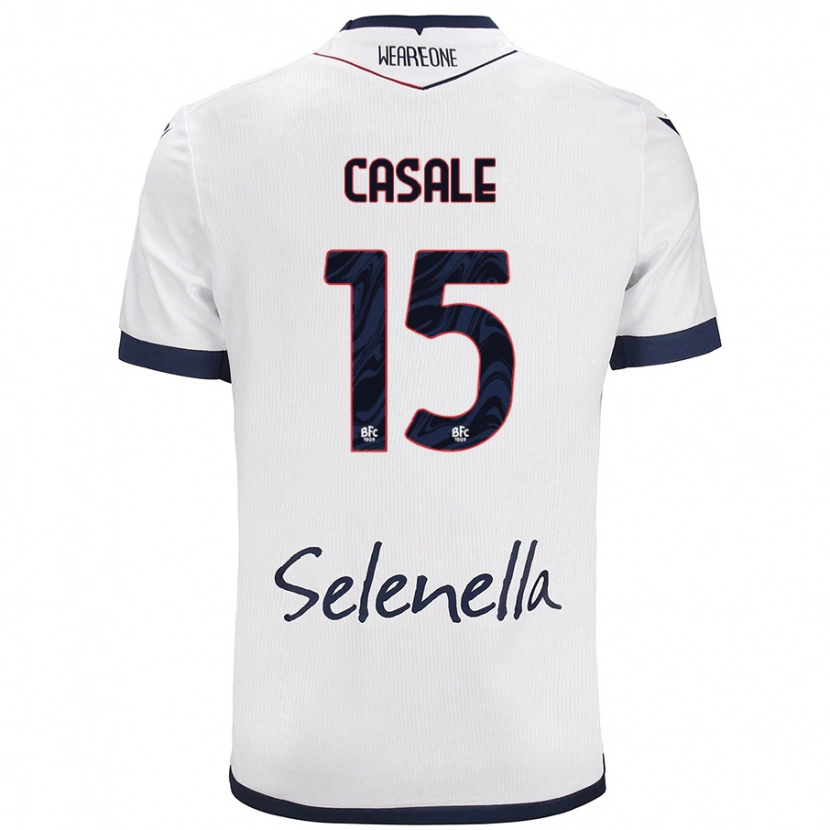Danxen Mujer Camiseta Nicolò Casale #15 Blanco Azul Real 2ª Equipación 2024/25 La Camisa México