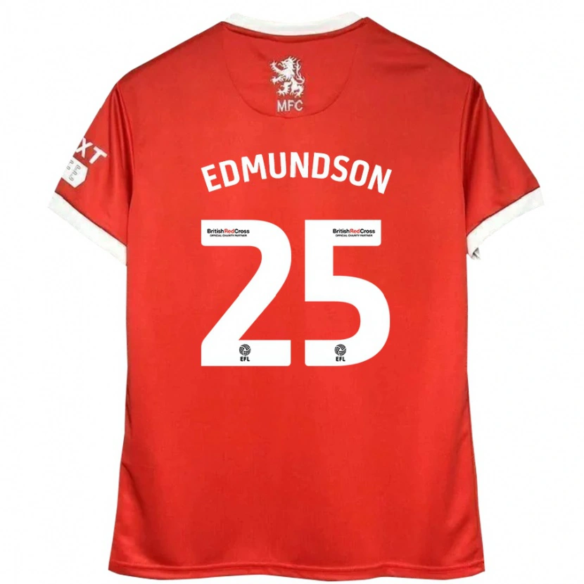 Danxen Mujer Camiseta George Edmundson #25 Rojo Blanco 1ª Equipación 2024/25 La Camisa México