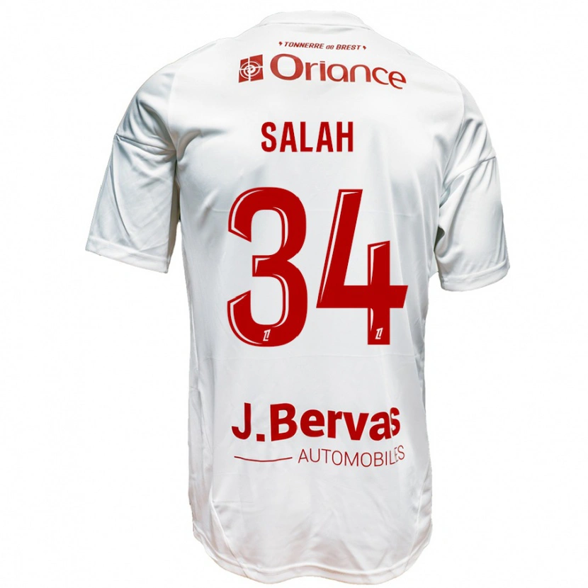 Danxen Mujer Camiseta Ibrahim Salah #34 Blanco Rojo 2ª Equipación 2024/25 La Camisa México