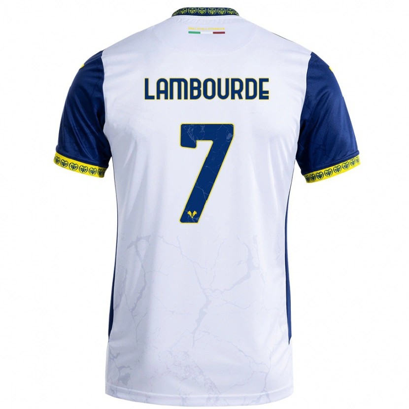 Danxen Mujer Camiseta Mathis Lambourde #7 Blanco Azul 2ª Equipación 2024/25 La Camisa México