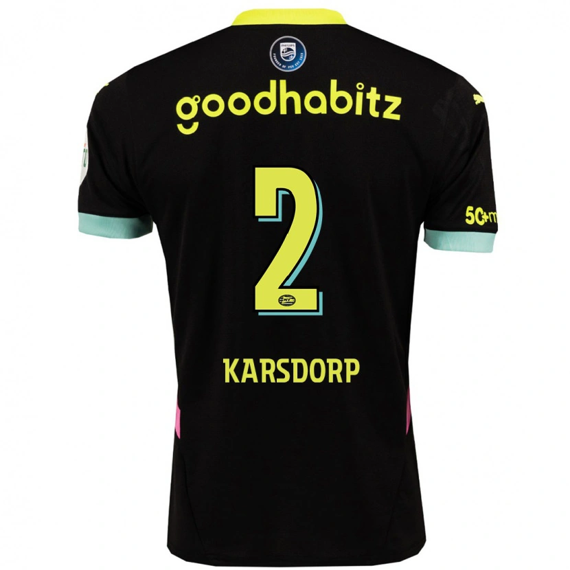 Danxen Mujer Camiseta Rick Karsdorp #2 Negro Amarillo 2ª Equipación 2024/25 La Camisa México