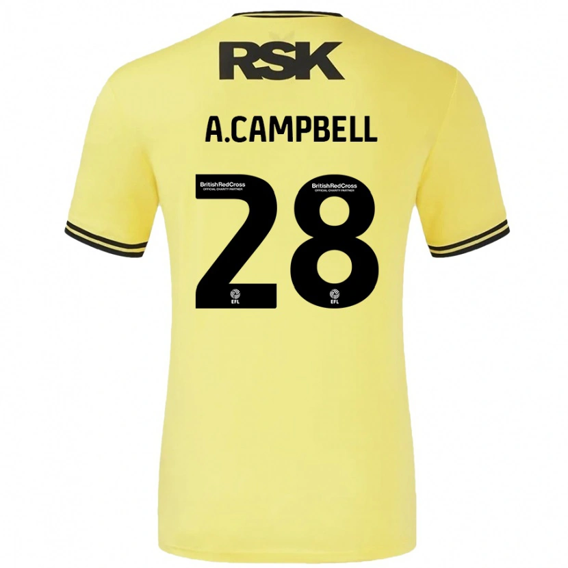 Danxen Mujer Camiseta Allan Campbell #28 Amarillo Negro 2ª Equipación 2024/25 La Camisa México