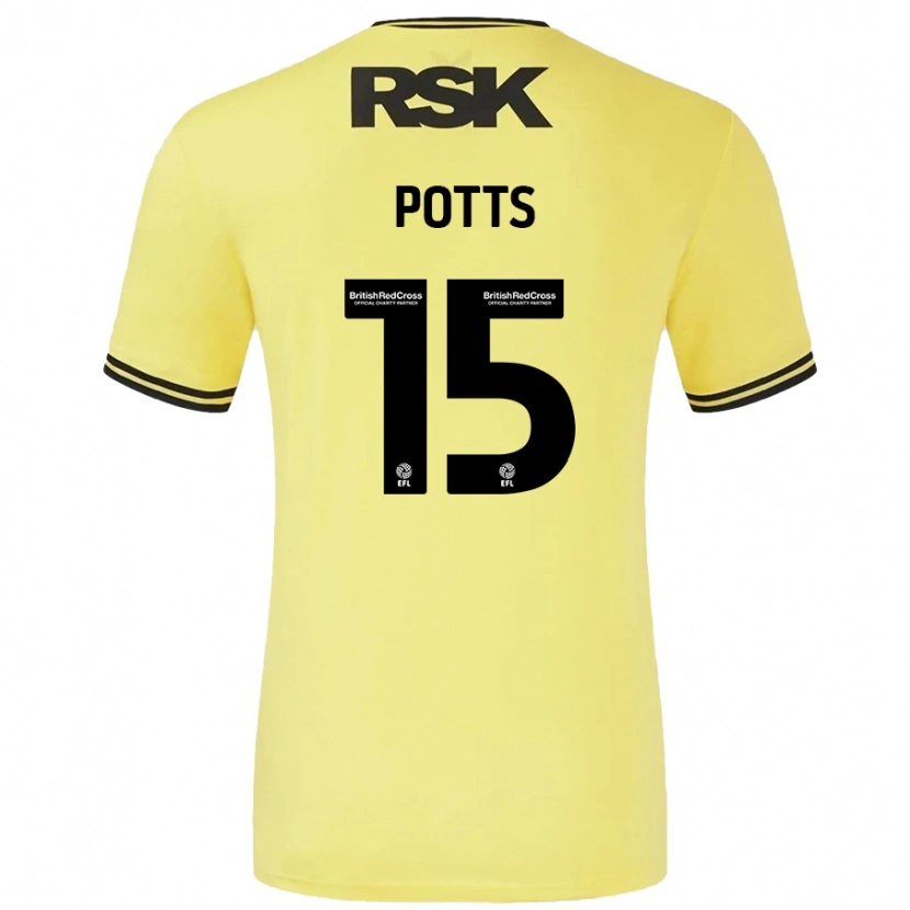 Danxen Mujer Camiseta Dan Potts #15 Amarillo Negro 2ª Equipación 2024/25 La Camisa México
